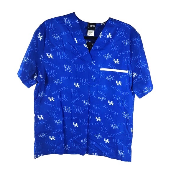 Dudz Scrub Top Women's U K Blue White Kentucky University Size Small - Picture 1 of 8